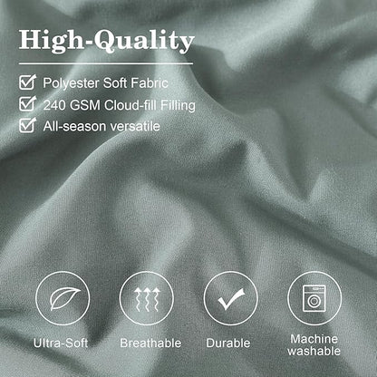 Monbix King Size Comforter Set - 7 Pieces Bed in a Bag King, Sage Green Bedding Sets with Comforter, All Seasons Comforter Bed Set with Sheets, Pillowcases & Shams
