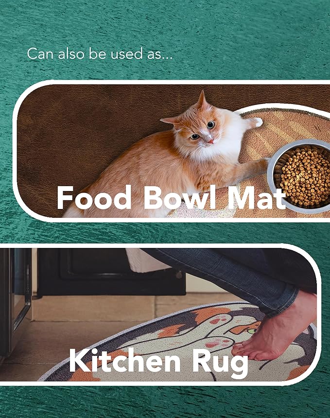 Lukamoo® Cute Cat Litter Mat (30’’x20’’), Extra-Large/XL, for Kitty Litter & Cute Cat Litter Box, Litter Trapping Mat (Long Hair White)-Mewly Pet