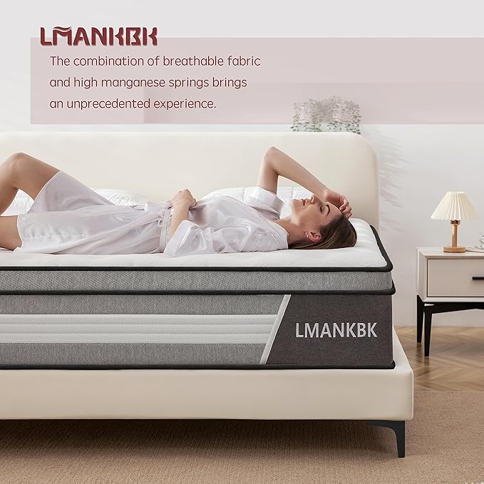 Queen mattress, 12 Inch Innerspring Hybrid Mattresses in a Box with Gel Memory Foam, Individually Wrapped Encased Coil Pocket Spring Mattress, Pressure Relief, Medium Firm Support, 60"*80"*12"