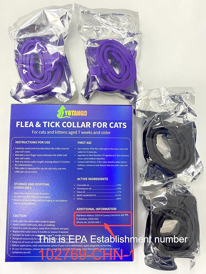 4 Pack Flea Collar for Cats 32 Months Prevention, Waterproof Natural Treatment Collar Adjustable for All Breeds and Size(Black & Purple)-Mewly Pet