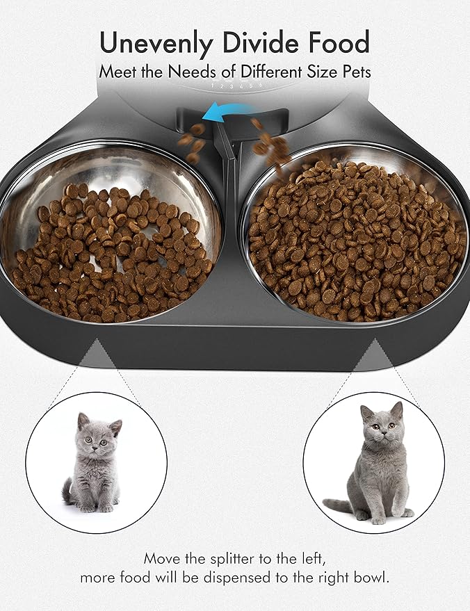 PETLIBRO Pet Food Splitter with Stainless Steel Bowls, Automatic Cat Feeder Bowls for Two Cats or Dogs, Suitable for PETLIBRO Automatic Cat Feeder PLAF005, PLAF006, PLAF103, PLAF203-Mewly Pet