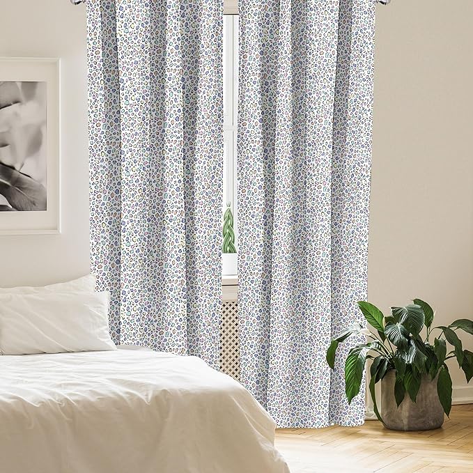 Ambesonne Leopard Print Curtains, Modernized Animal Skin Elements in Pastel Memphis Style Colors Pattern Print, Window Treatments 2 Panel Set for Living Room Bedroom, Pair of - 28" x 63", Grey Black