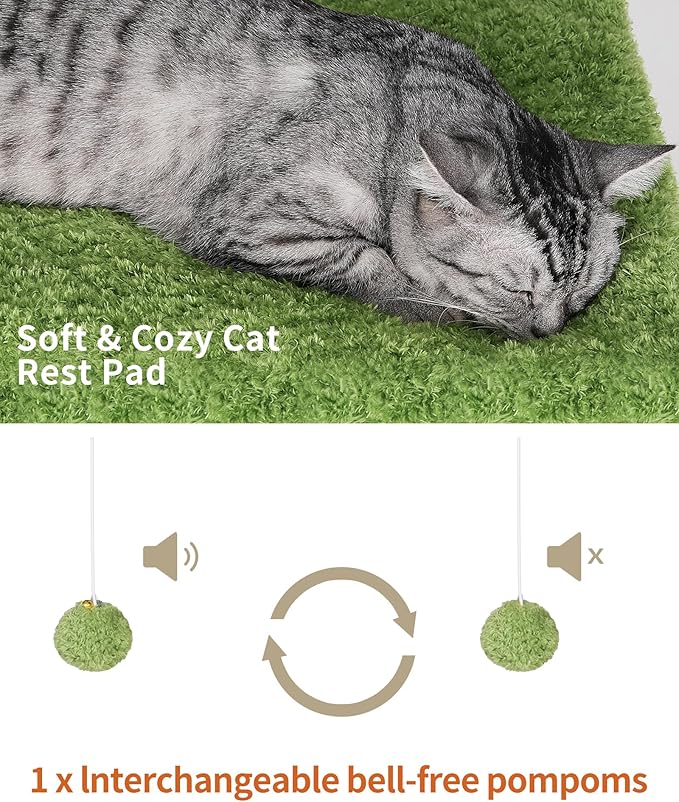 FourFurPets 43.7in 3-Tier Modern Cat Tree Tower Condo, Cat Scratch Posts for Indoor Cats, Big Plate, Two 19.7in Full Sisal Scratching Posts, White-Mewly Pet