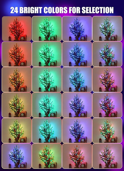 Minetom Upgraded Color Changing Fairy String Lights - 66 ft 200 LED 24 Colors USB Silver Wire Lights with Remote and Timer for DIY Bedroom Party Indoor Christmas Decoration, Adapter Included