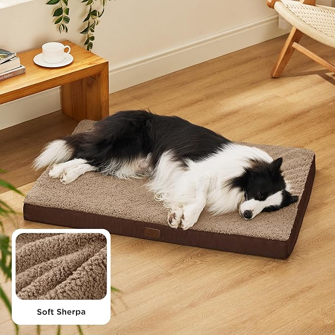 Bedsure Dog Beds Large Sized Dog - Orthopedic Flat Pet Beds with Removable Washable Cover, Egg Crate Foam Puppy Mat, Suitable for Pet Up to 65 lbs-Mewly Pet