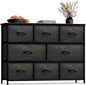 Sorbus Dresser with 8 Faux Wood Drawers - Chest Organizer Unit with Steel Frame Wood Top & Handle Easy Pull Fabric Bins for Clothes - Wide Storage Furniture for Bedroom Hallway, Living Room & Closet