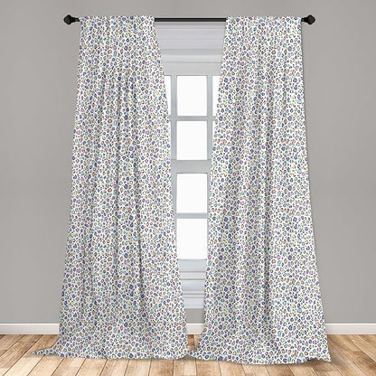 Ambesonne Leopard Print Curtains, Modernized Animal Skin Elements in Pastel Memphis Style Colors Pattern Print, Window Treatments 2 Panel Set for Living Room Bedroom, Pair of - 28" x 63", Grey Black