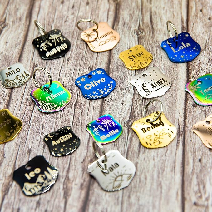 Personalized Dog Tag with 5 Lines of Custom Deep Engraved Durable Stainless Steel Pet ID Name Tag Designer Small Size Badge-Mewly Pet