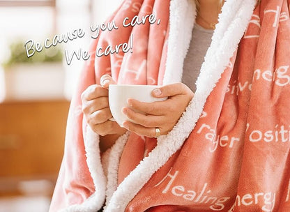 Chanasya Healing Warm Hugs Gift Throw Blanket - Sympathy Gift Breast Cancer Chemo Survivor Get Well Caring Gifts - Comfort Pink Gift Blanket for Love Support Women Grandma Friend - Rosetan