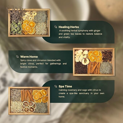Simmering Potpourri Collection Gift Set – 6 Stove Simmer Pot Kits from Natural Vietnamese Herbs – Perfect Holiday Décor & Aroma for Christmas, Halloween, Winter & Fall
