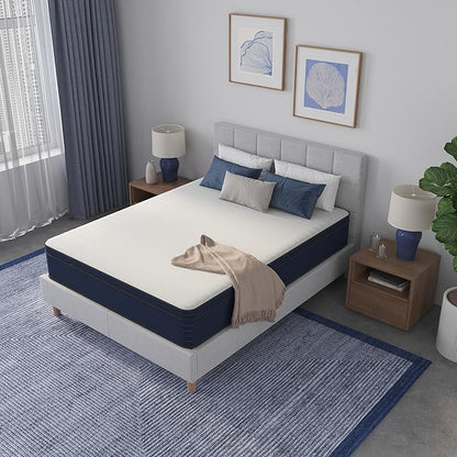 NapQueen Queen Size, 10 Inch New Victoria Hybrid Cooling Gel Infused Pocket Spring and Memory Foam Mattress, Bed in a Box, CertiPUR-US Certified
