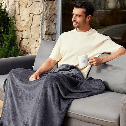 Exclusivo Mezcla Fleece Blanket King Size for Bed, Super Soft and Warm, All Season Use, Cozy, Plush, Lightweight, 120x120 Inches, Dark Grey