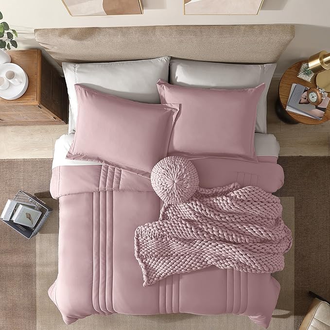 Monbix Full Comforter Set - 7 Pieces Bed in a Bag Full Size Bedding Sets with Comforters, All Seasons Down Alternative Comforter with Sheets,Pillowcases & Shams