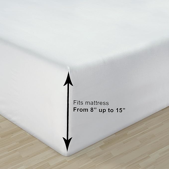 LANE LINEN 100% Organic Cotton Twin Sheets Set, 6Pc Twin Bed Sheets, Breathable Cotton Sheets Twin Size Bed Set, Dorm Room Essentials with 15" Deep Pocket Fitted Sheet - White Twin Sheets (2 Pack)