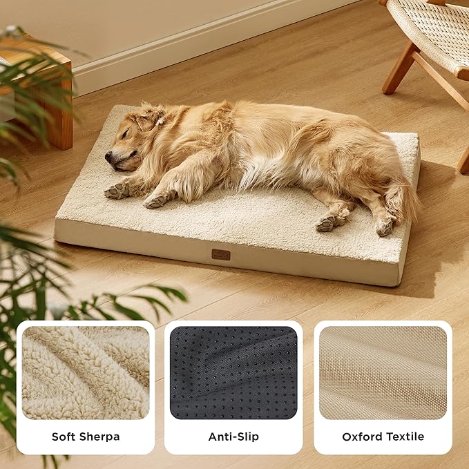Bedsure XL Dog Beds Large Sized Dog - Extra-Large Orthopedic Flat Puppy Bed with Removable Washable Cover, Egg Crate Foam Pet Mat, Suitable for Pet Up to 100 lbs-Mewly Pet