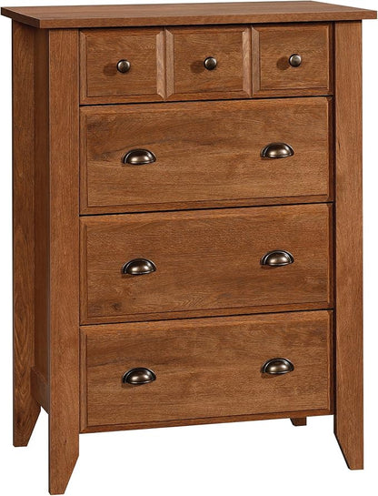 Sauder Shoal Creek 4-Drawer Chest, Tall Dresser Chest of Drawers, in Oiled Oak