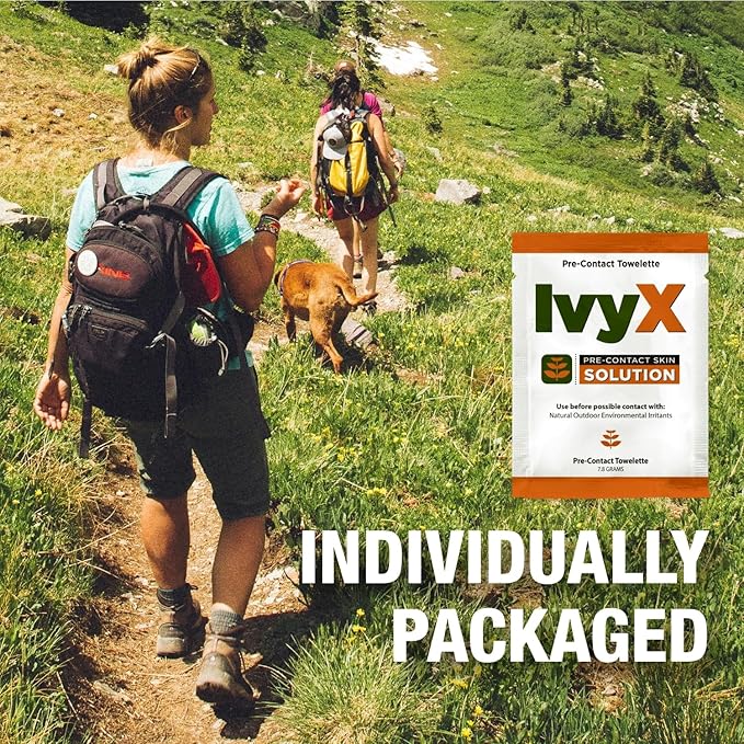 CoreTex Ivy X Pre-Contact Poison Ivy Wipes with Resealable Travel Bag - Pack of 15 Single-Use Barrier Wipes - Also Works on Poison Oak & Sumac Oils - Quick Dry & Chalk-Free Formula-Mewly Pet