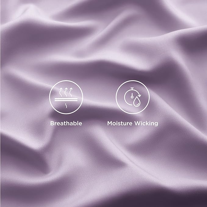 Bedsure California King Sheet Sets, Cooling Sheets for Hot Sleepers, Rayon Derived from Bamboo, Breathable & Soft, Deep Pocket Up to 16 Inches, Hotel Luxury Silky Bedding, Lilac