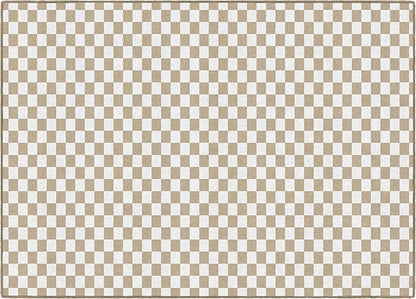 Flagship Carpets Schoolgirl Style Brown and White Checkerboard Educational Area Rug for Kids Room Seating Décor, Children's Classroom, Play Carpet for Teaching and Playroom, 5' x 7'6", Neutral