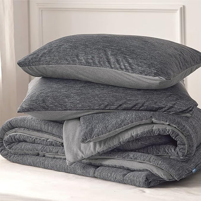 Bedsure Queen Comforter Set - Cooling and Warm Bed Set, Dark Grey Reversible Bedding for All Season, 3 Pieces, 1 Queen Size Comforter (88"x88") and 2 Pillow Cases(20"x26")
