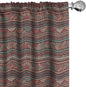 Ambesonne Boho Window Curtains, Hand Drawn Inspired Print of Triangles Colorful Latin American Folklore Motifs, Lightweight Decor 2-Panel Set with Rod Pocket, Pair of - 28" x 63", Maroon Coral