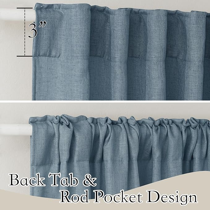 RYB HOME Stone Blue Sheer Curtains 90 inch Long Light Filtering Privacy Window Curtain Panels Soft Vertical Drapes Semitransparent Sheer Backdrop for Canopy Bed Nursery, W52 x L90 inch, 2 Panels