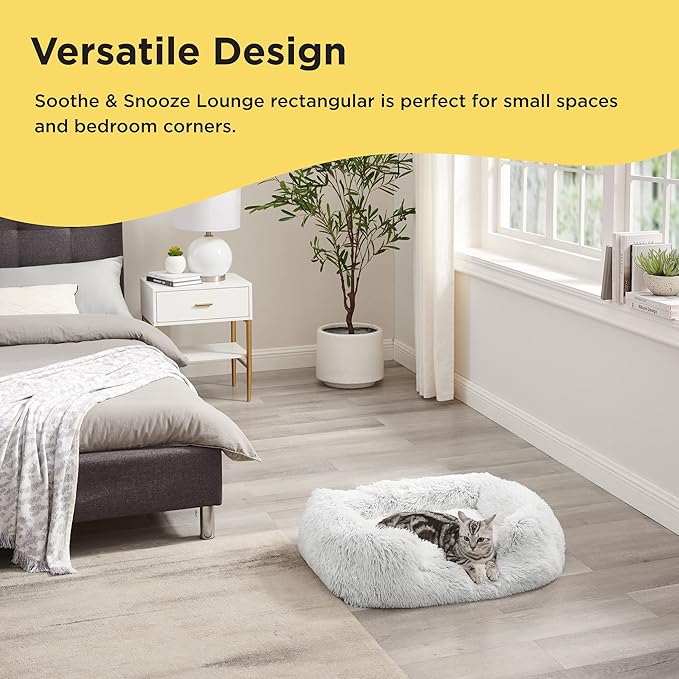 Best Friends by Sheri Shag Lounge Bed Calming Faux Fur Dog Bed, Frost, Medium, 30" x 20"-Mewly Pet