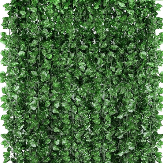 1080 Feet 144 Pack Fake Greenery Hanging Garland, Ivy Leaf Plants, Vine Leaves, Fake Flowers Foliage for Bedroom Garden Wall Decor