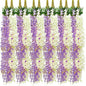 Giegxin 36 Pcs Artificial Wisteria Hanging Flowers 3.6 ft Artificial Fake Wisteria Vine Rattan Hanging Garland Silk Flowers String for Wall Home Wedding Party Greenery Decorations (Purple,White)