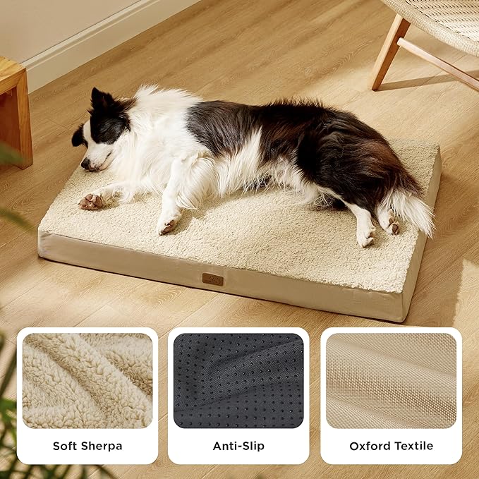 Bedsure Dog Beds Large Sized Dog - Orthopedic Flat Pet Beds with Removable Washable Cover, Egg Crate Foam Puppy Mat, Suitable for Pet Up to 65 lbs-Mewly Pet
