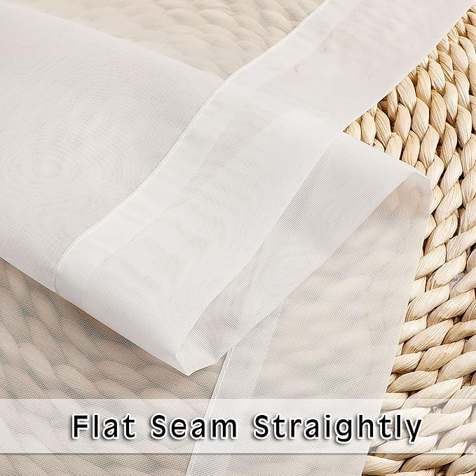 OWENIE Short Sheer Curtains 36 Inches 2 Panels Set - Kitchen Tiers Valances Curtains Light Filter Rod Pocket Voile Cafe Curtains for Kitchen Bathroom Small Half Window, 42 in W x 36 in L, Ivory