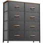 DWVO Dresser for Bedroom, Fabric Dresser with 8 Drawers, Tall Double Drawer Chest of Drawers for Closet, Living Room, Sturdy Steel Frame, Wooden Top, Easy Pull Handle