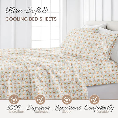 Linen Market 3 Piece Twin Bedding Sheet Set (Aztec Coral) - Sleep Better Than Ever with These Ultra-Soft & Cooling Bed Sheets for Your Twin Size Bed - Deep Pocket Fits 16" Mattress