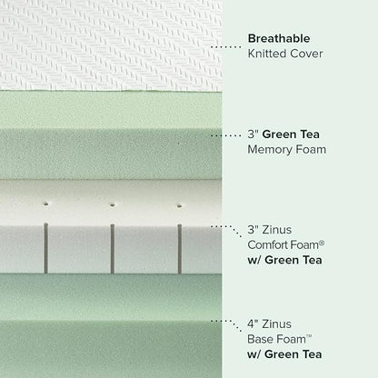 ZINUS 10 Inch Green Tea Luxe Memory Foam Mattress, Queen, Pressure Relieving, CertiPUR-US Certified, Mattress in A Box, All-New, Made in USA