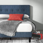 ZINUS Omkaram Upholstered Platform Bed Frame, Mattress Foundation, Wood Slat Support, No Box Spring Needed, Easy Assembly, King, Navy