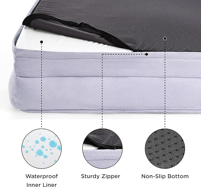 Bedsure Orthopedic Dog Beds Large Sized Dog - Washable Large Dog Cat Bed Waterproof, Comfort Dogs Couch Sofa with Washable Removable Cover, Pet Bed with Nonskid Bottom, Lavender, 35"-Mewly Pet