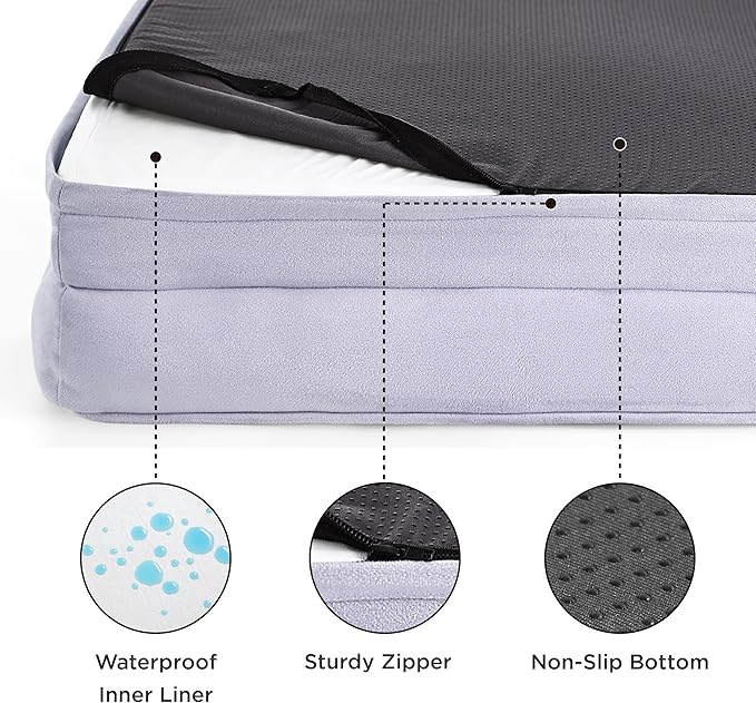 Bedsure Orthopedic Dog Beds for Small Dogs - Washable Small Dog Cat Bed Waterproof, Comfort Pet Couch Sofa with Washable Removable Cover, Pets Bed with Nonskid Bottom, Lavender, 24"-Mewly Pet