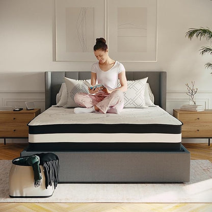 Flash Furniture Capri Comfortable Sleep 12" Hybrid Pocket Spring and Foam Mattress, Foam Pocket Spring Hybrid Mattress for Pressure Relief, Queen