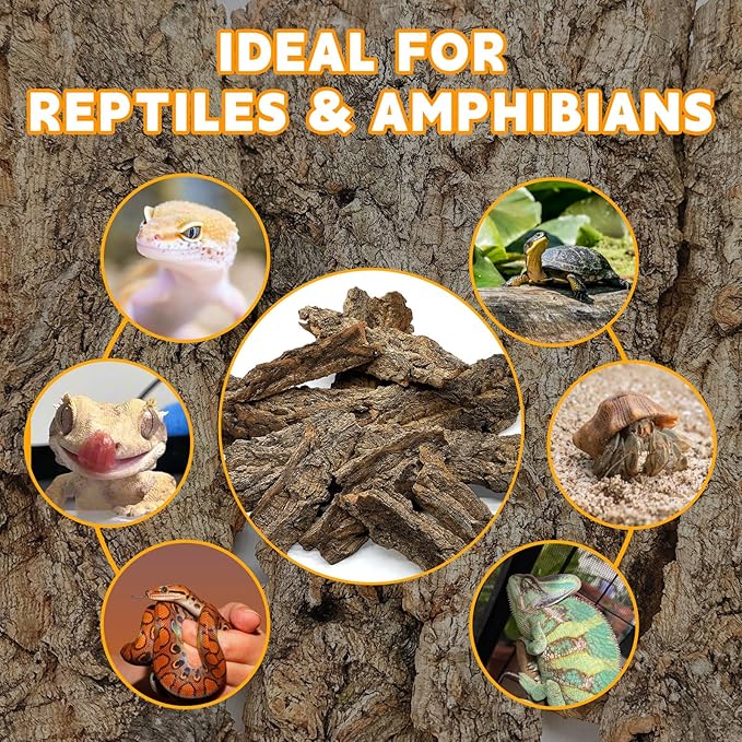 BNOSDM Reptile Terrarium Bark Substrate Bedding Tortoise Natural Cork Bark Reptile Climbing Mat Habitat Decor for Lizard Snake Spiders Hermit Crabs Tarantula Geckos Bearded Dragons (0.7 LB)-Mewly Pet