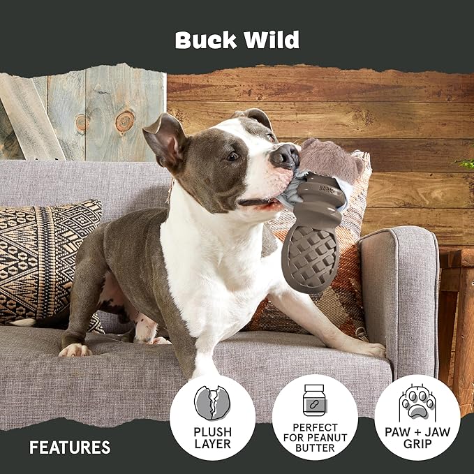 Barkbox Buck Wild Super Chewer Dog Toy for Medium to Large Dogs, Perfect for Dogs Who Love Gnawing, Shredding and Tough Playtime Fun-Mewly Pet