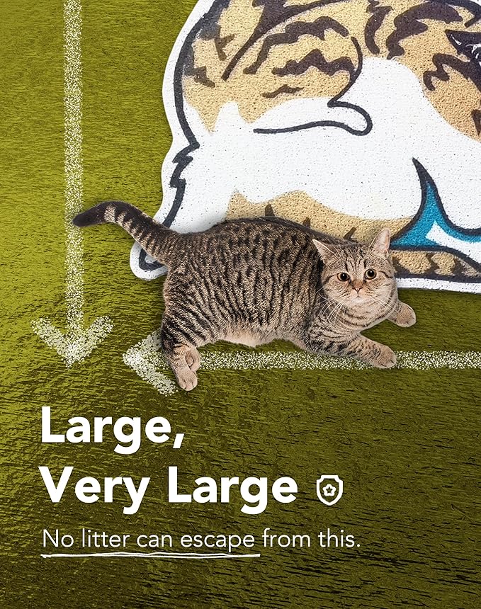 Lukamoo® Cute Cat Litter Mat (30’’x20’’), Large/L, for Kitty Litter & Cute Cat Litter Box, Litter Trapping Mat (mackerel tabby)-Mewly Pet