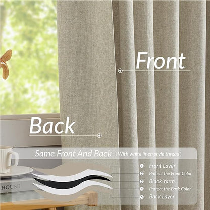 KangBang 95 Inch Blackout Curtains Pinch Pleated Drapes for Living Room, Energy Efficient Linen Textured Window Panels for Bedroom Dorm, Soft & Vertical Home Decor, 52x95 Inch, Linen