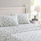 Laura Ashley - Flannel Sheets King Size, Anti-Pilling & Wrinkle Resistant Cotton, Touchably Soft for All-Season Comfort - Bed Sheets with Matching Pillowcases & Fitted Sheet (Le Fleur Cottage Blue)