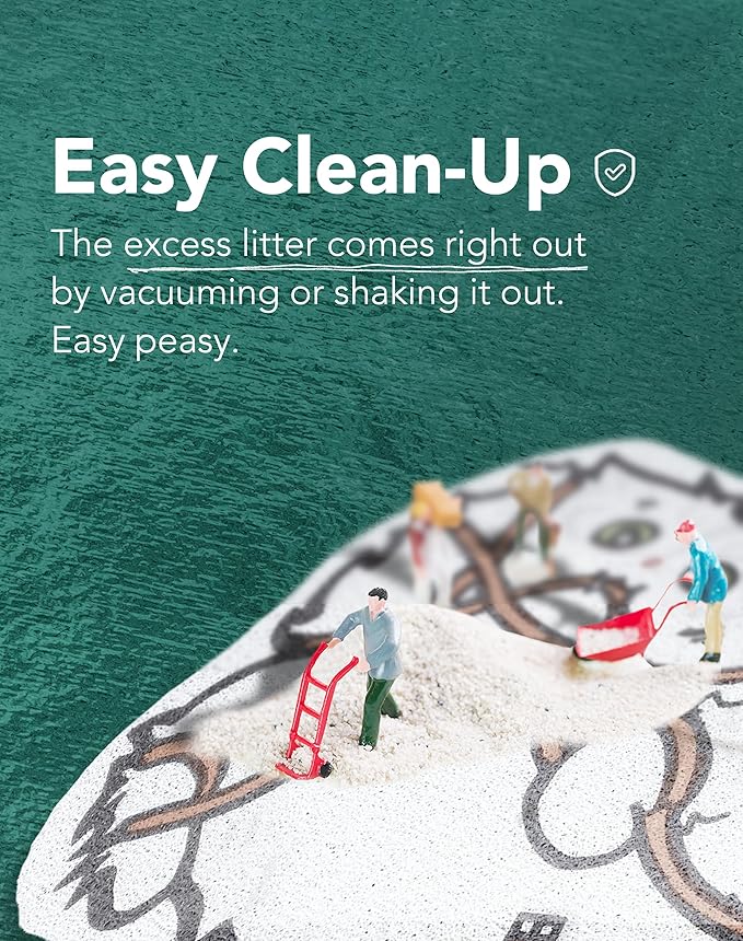 Lukamoo® Cute Cat Litter Mat (30’’x20’’), Extra-Large/XL, for Kitty Litter & Cute Cat Litter Box, Litter Trapping Mat (Long Hair White)-Mewly Pet