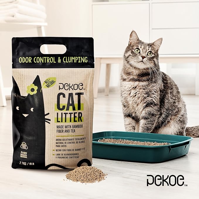 PeKoe All-Natural Odor Control & Clumping Cat Litter with Bamboo and Tea, 6-lb Bag (Pack of 1)-Mewly Pet