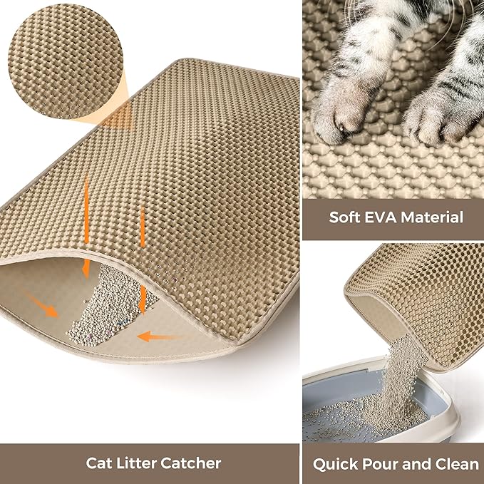 Cat Litter Box Enclosure with Litter Trapping Mat; Handwoven Plastic Rattan Cat House; No Installation Hidden Cat Washroom; Pet Crate for Balcony,Bedroom,Living Room-Mewly Pet