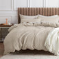 Bedsure Cotton Duvet Cover Full - 100% Cotton Waffle Weave Beige Duvet Cover Set, GentleSoft™ and Breathable Bedding Set for All Season, 3 Pieces, 80"x90"