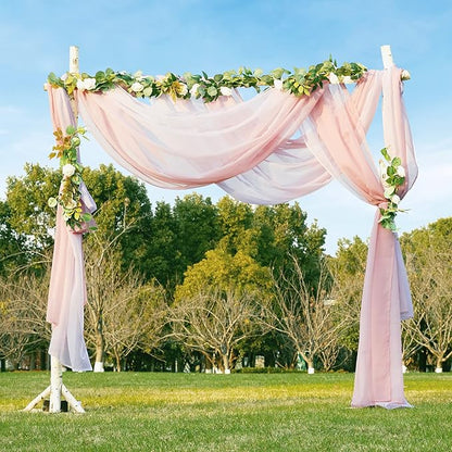 NICETOWN Romantic Wedding Ceremony Arch Decor Scarfs, Pink Ombre Sheer Scarf Curtains Window Valances for Girls Room/Bed Canopy/Birthday Party, 2 Pieces, W60 x L216