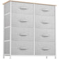 DWVO Fabric Dresser for Bedroom, Tall Dresser with 8 Drawers, Storage Tower with Fabric Bins, Chest of Drawers for Closet & Living Room - Sturdy Steel Frame, Wooden Top