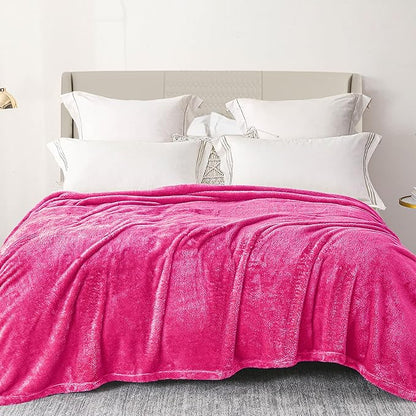 Exclusivo Mezcla Plush Fuzzy Fleece Bed Blanket King Size, Super Soft, Fluffy and Warm Blankets, Suitable for All Seasons (Hot Pink, 90x104 Inches)